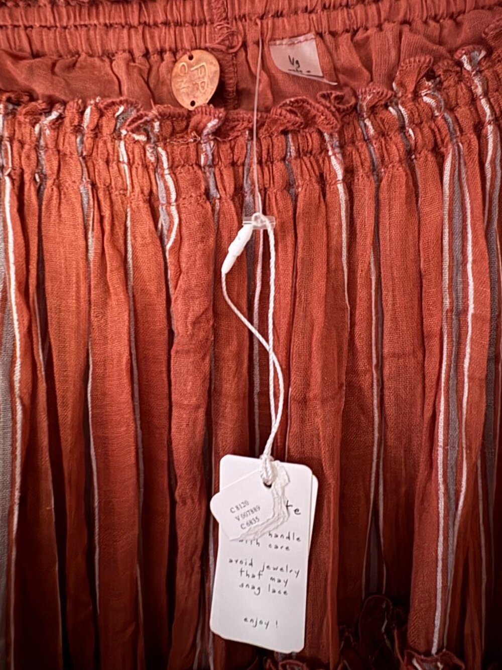 NWOT Free People One Ember Stripe Midi Skirt in Terracotta, size L & XL - Picture 5 of 7